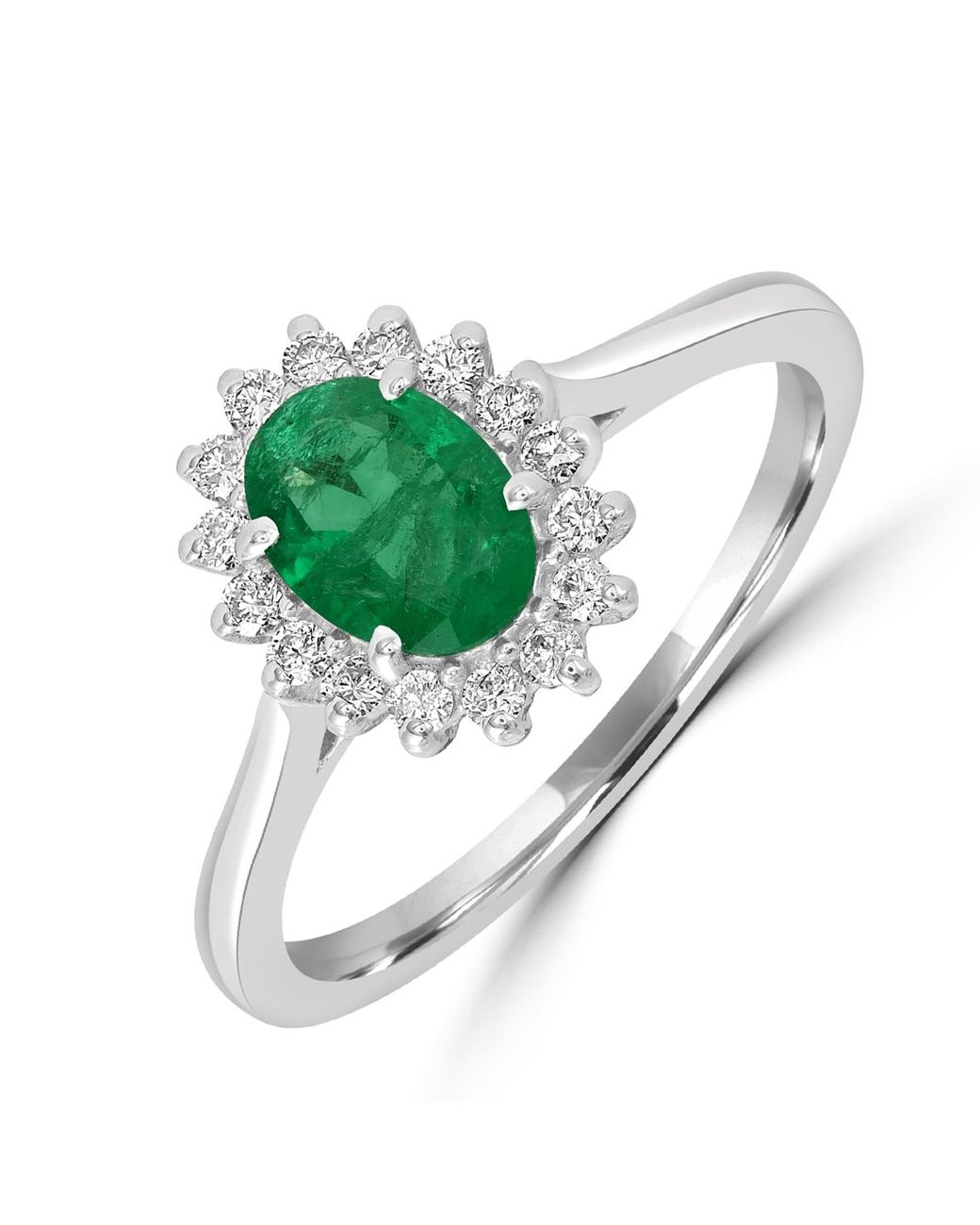 Artisan Green Oval Emerald & Diamond Halo Ring