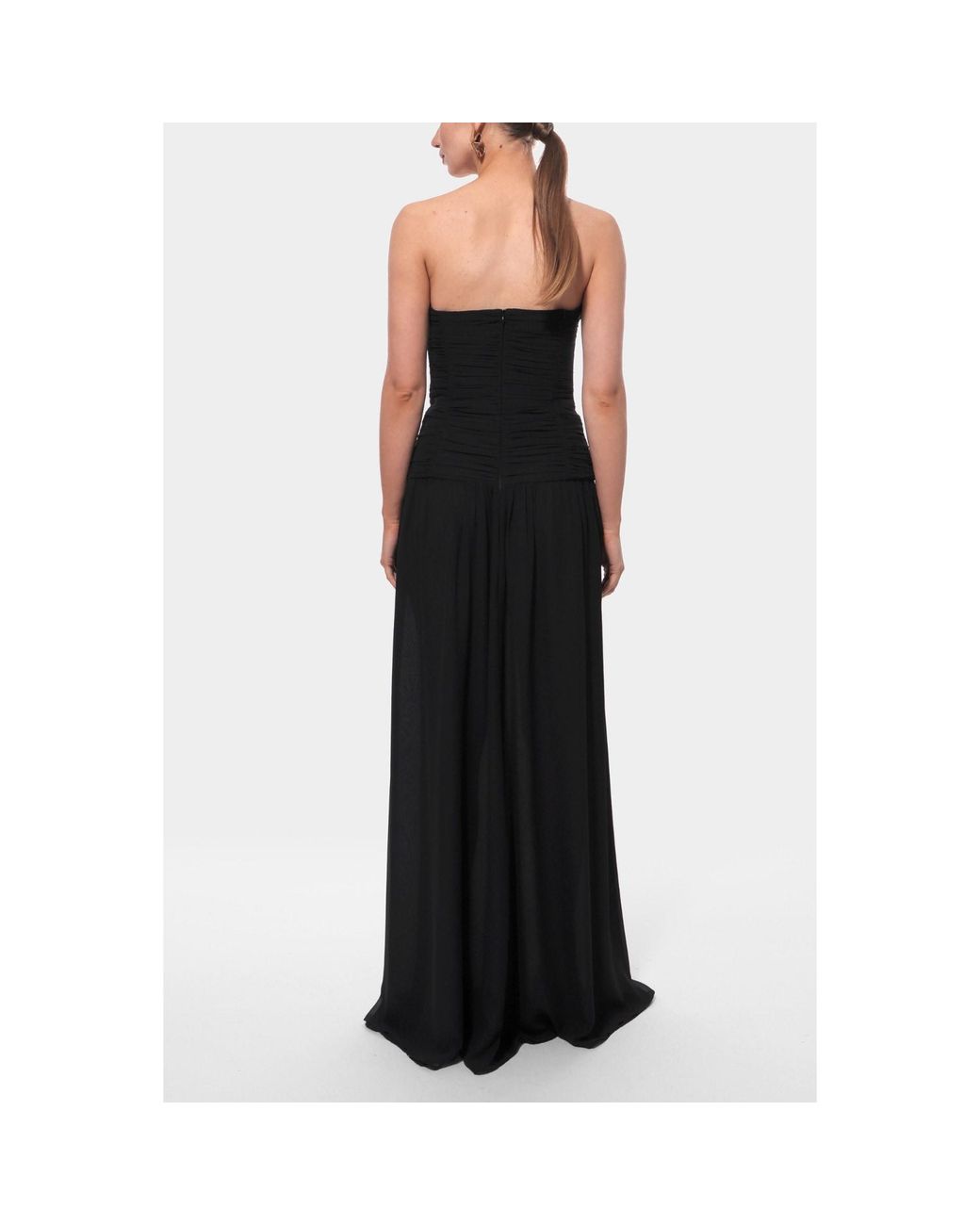 AGGI by HALEWSKI Black Zoriana Sheer Ethereal Chiffon Maxi Dress With Ruched Bodice