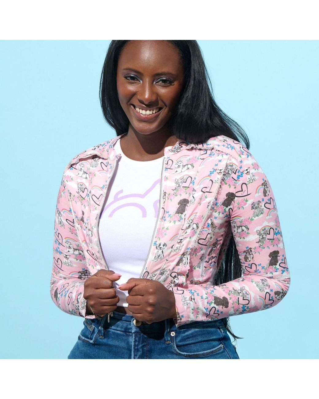 Cloud Haven Pink Love Them All Cropped Jacket
