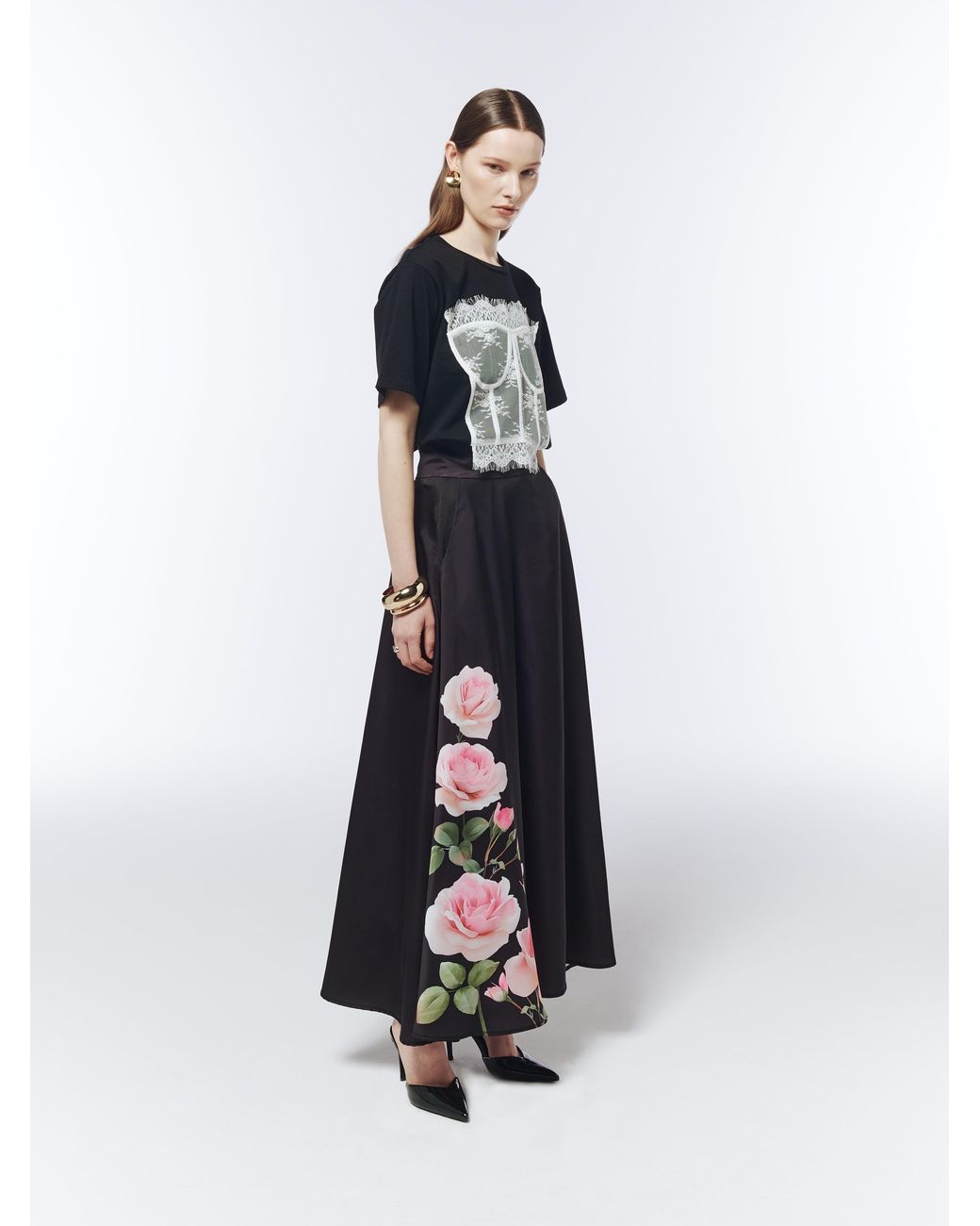 Sour Figs Black Lace Corset Illusion T-Shirt