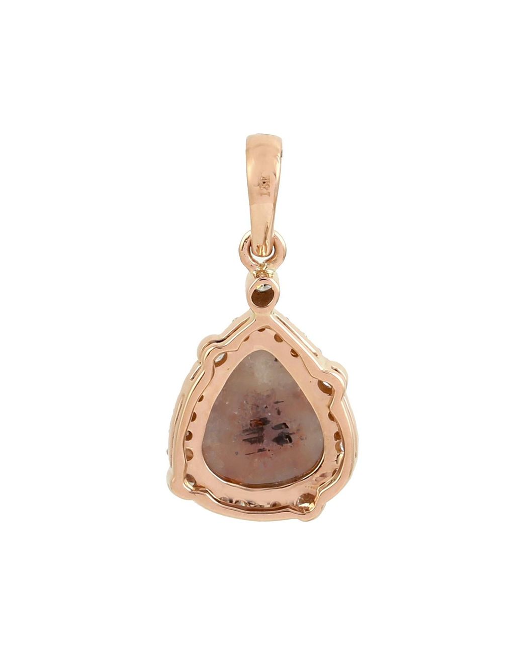 Artisan Natural Rose 18K Rose Ice Diamond & Diamond Pear Halo Pendant