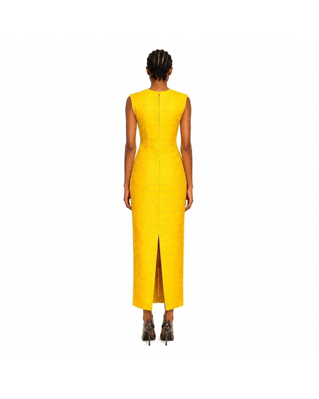 Chuks Collins Yellow Ireti Sleeveless Fitted Column Dress