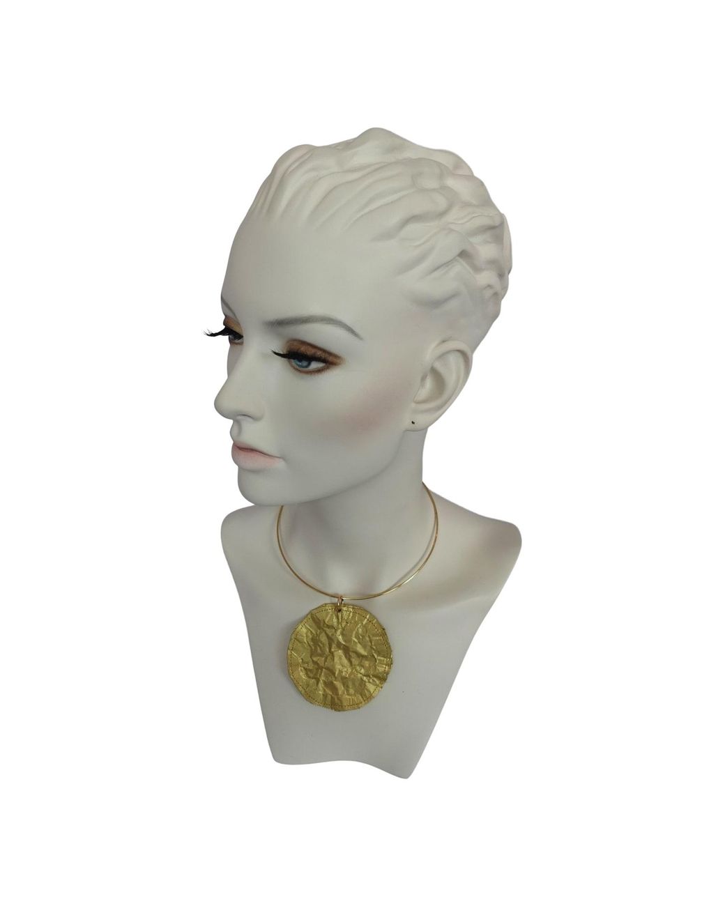 Romer Millinery Green Metallic Coin Disc Choker