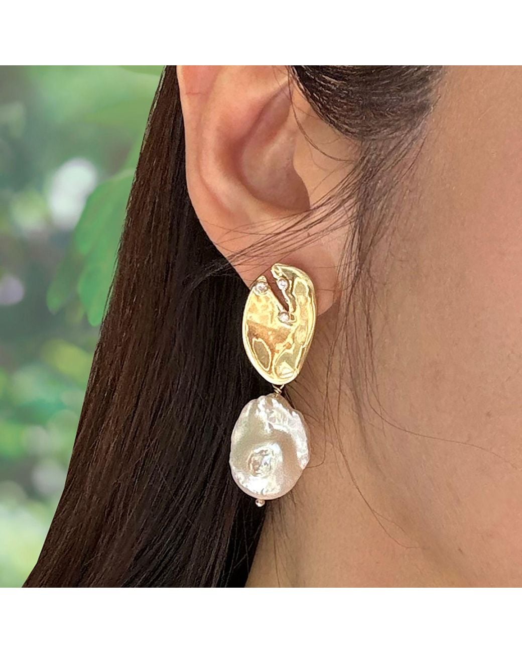 Rare Matters Jewelry Metallic Baroque Pearl Statement Earrings