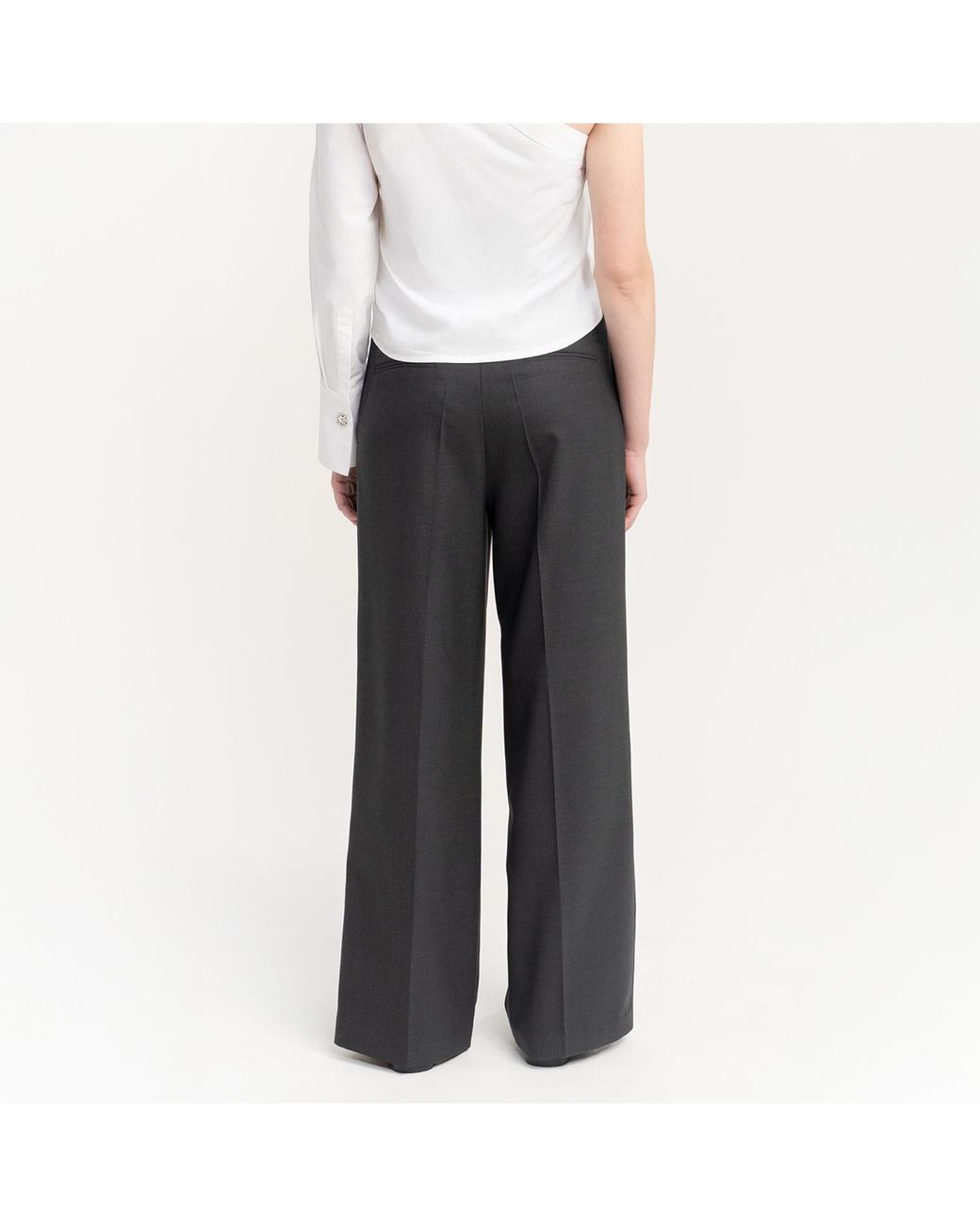 Laelen Gray Drawstring Wool Tailored Trouser