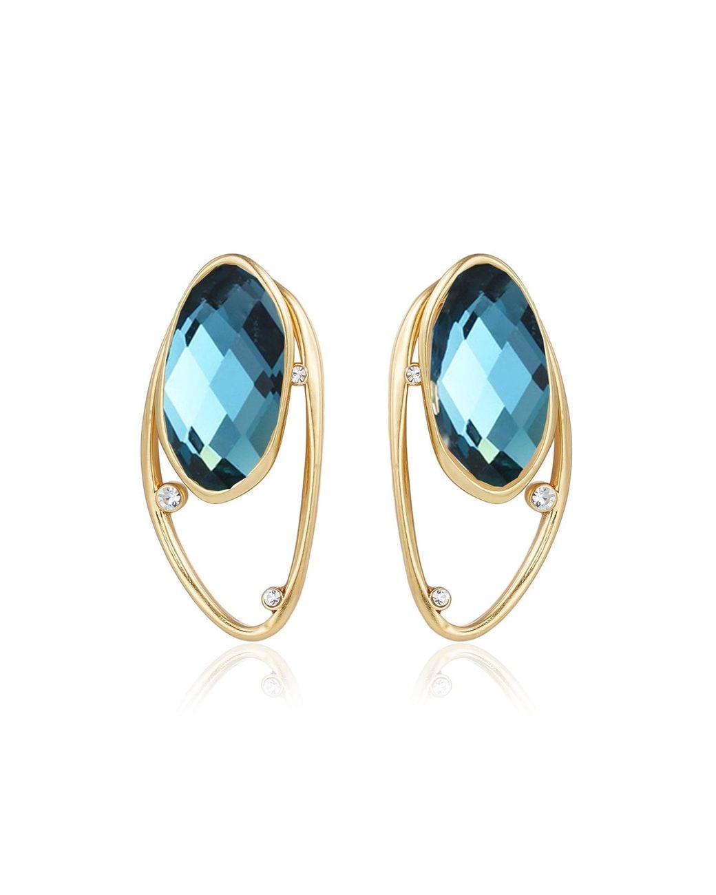 Rare Matters Jewelry Blue Double Style Sparkles Glass Earrings