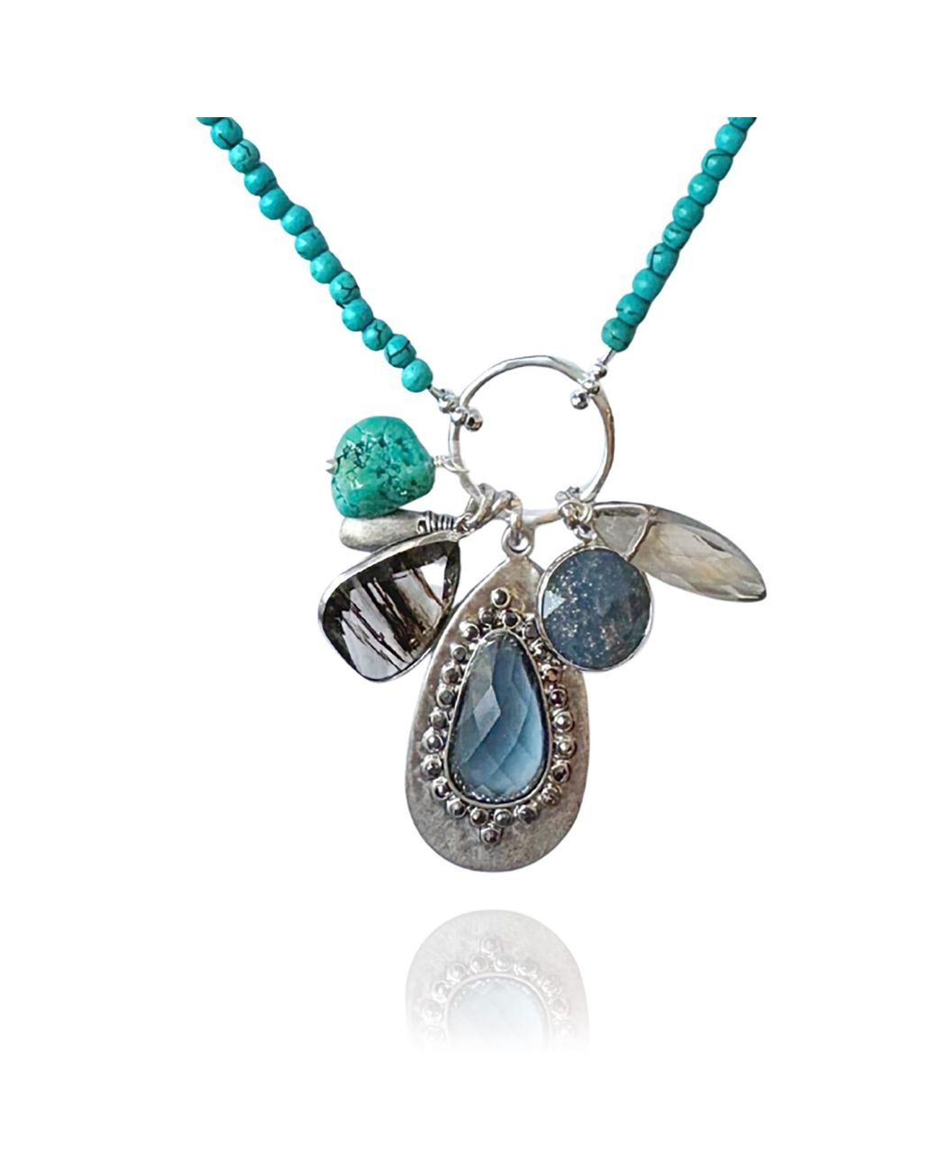 Rare Matters Jewelry Blue Radiance Charm & Coastal Teardrop Necklace