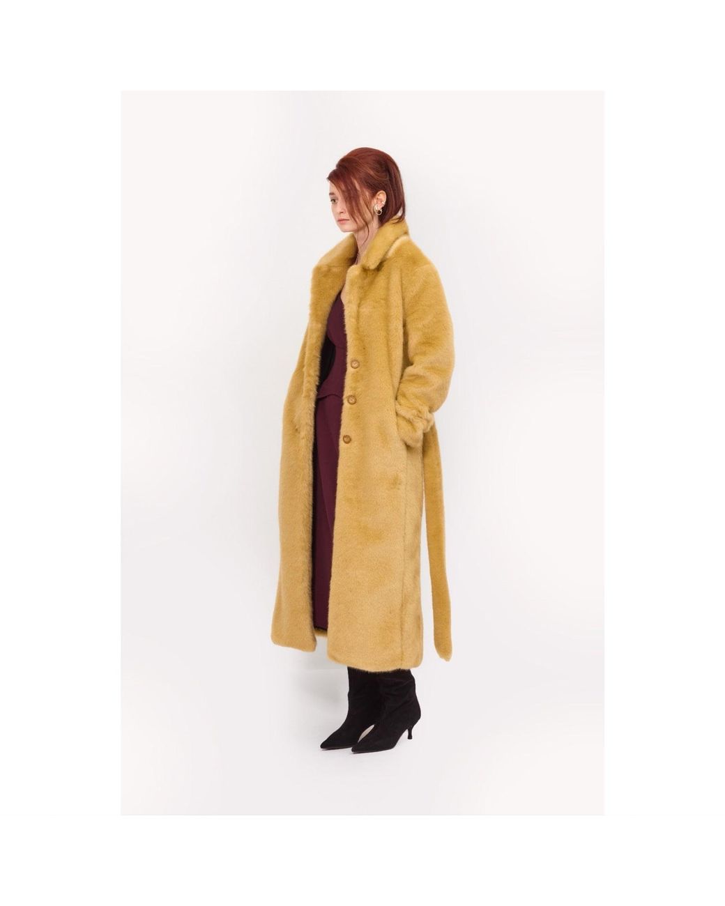 Julia Allert Metallic Neutrals Demi-Season Solid Faux Fur Coat Warm