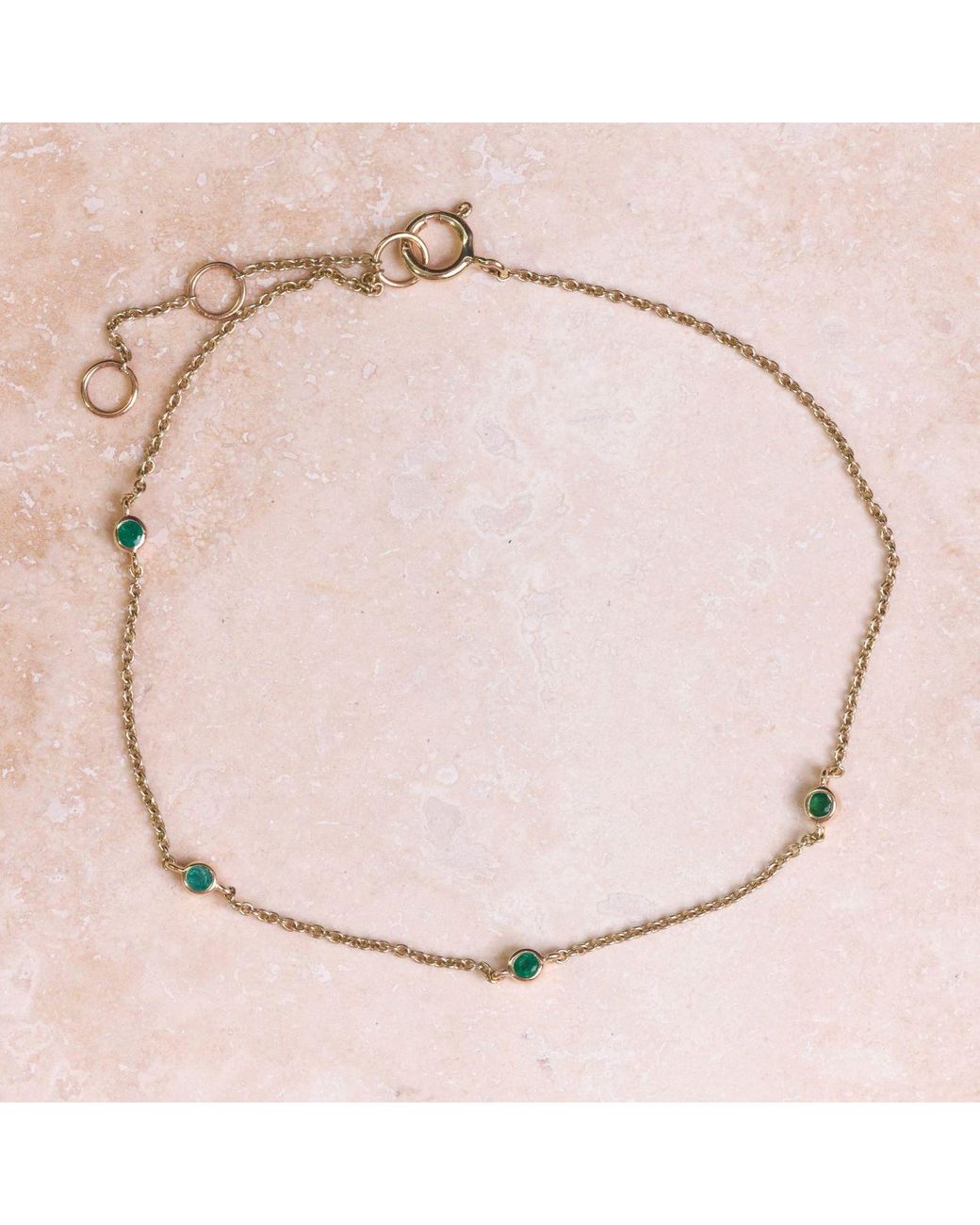 Zohreh Metallic Emerald Station Bracelet 9K