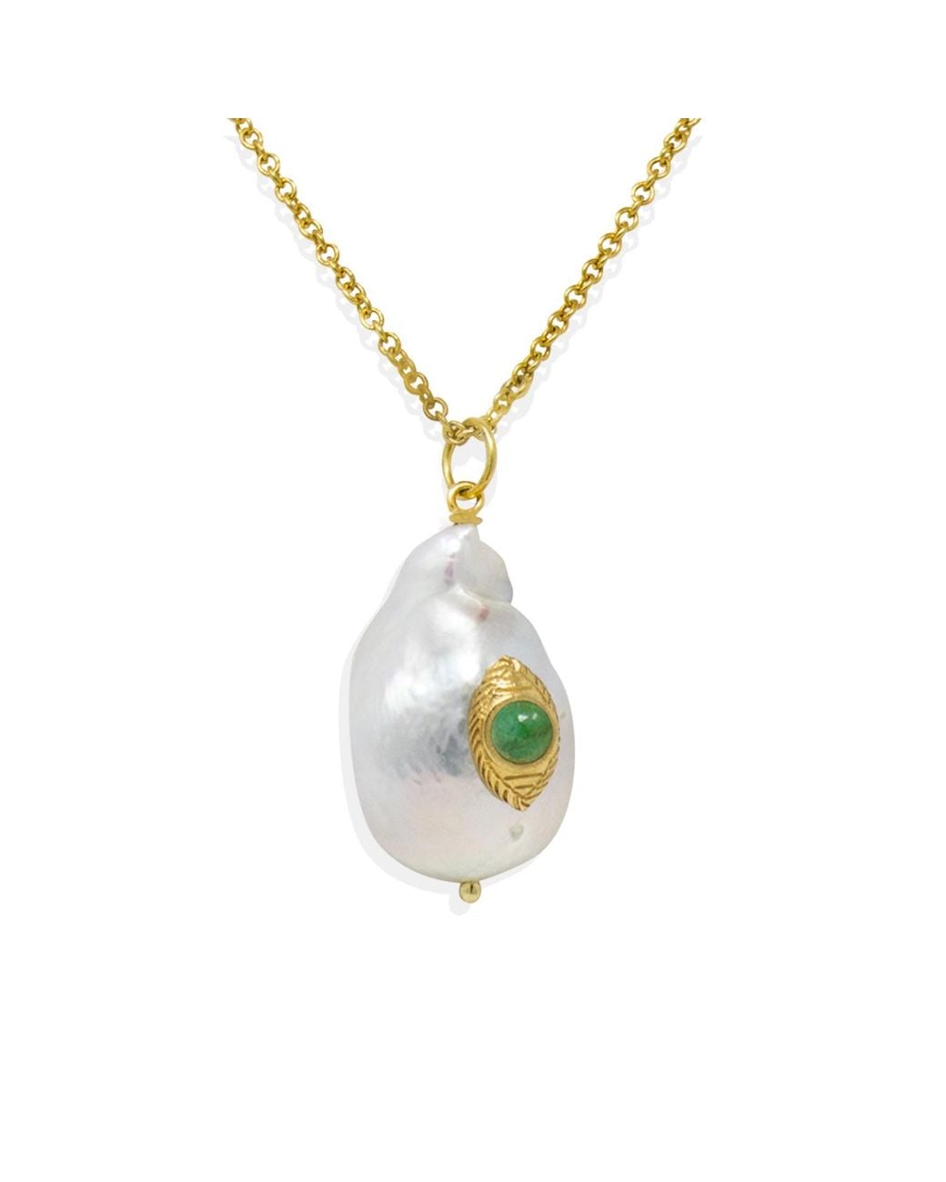 Vintouch Italy Metallic The Eye Emerald Pendant Necklace