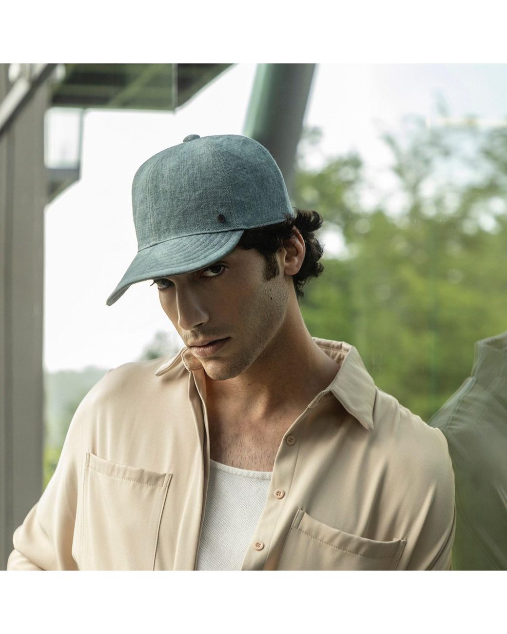 DORIA 1905 Gray Raw Linen Fabric Rollable Baseball Cap for men