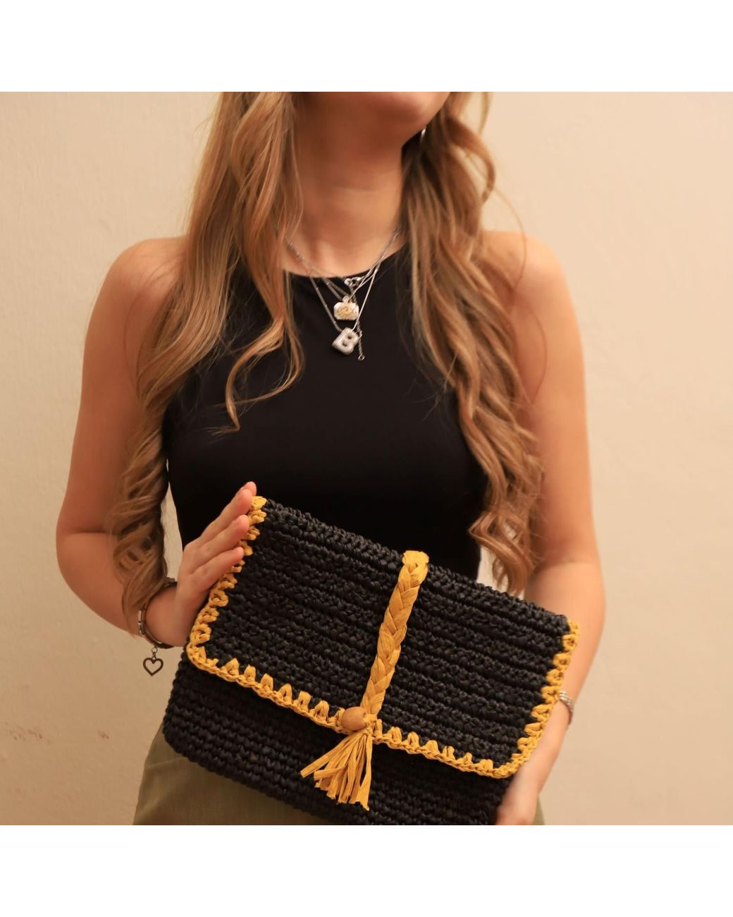 Springmoonatelier Blue Raffia Clutch Handbag