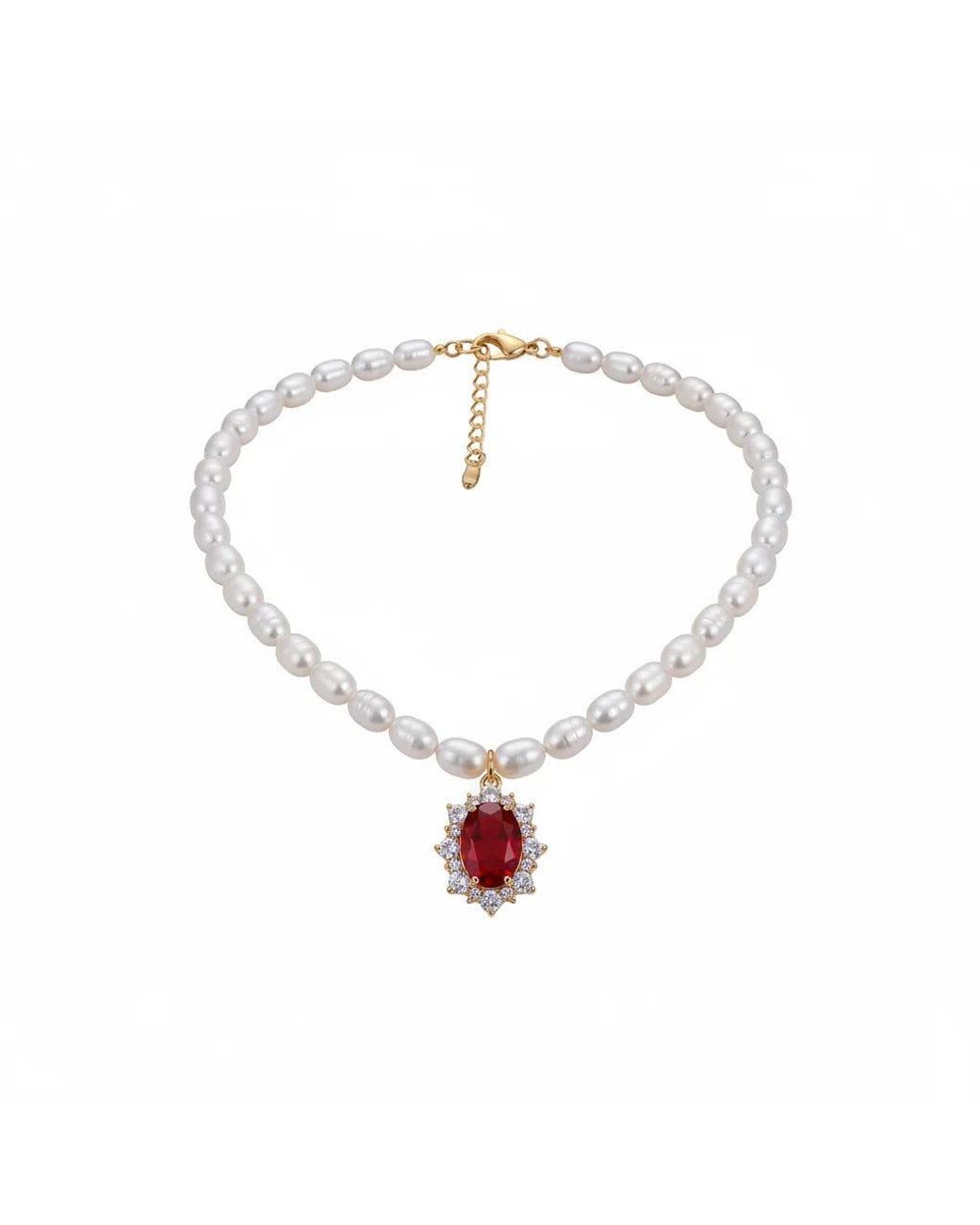 Angel Barocco Seeds Pearl Choker Necklace With Crystal Pendant in