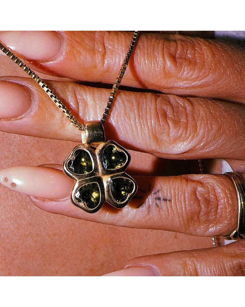 The Lila Lobster Green Rose Clover Charm Bronze