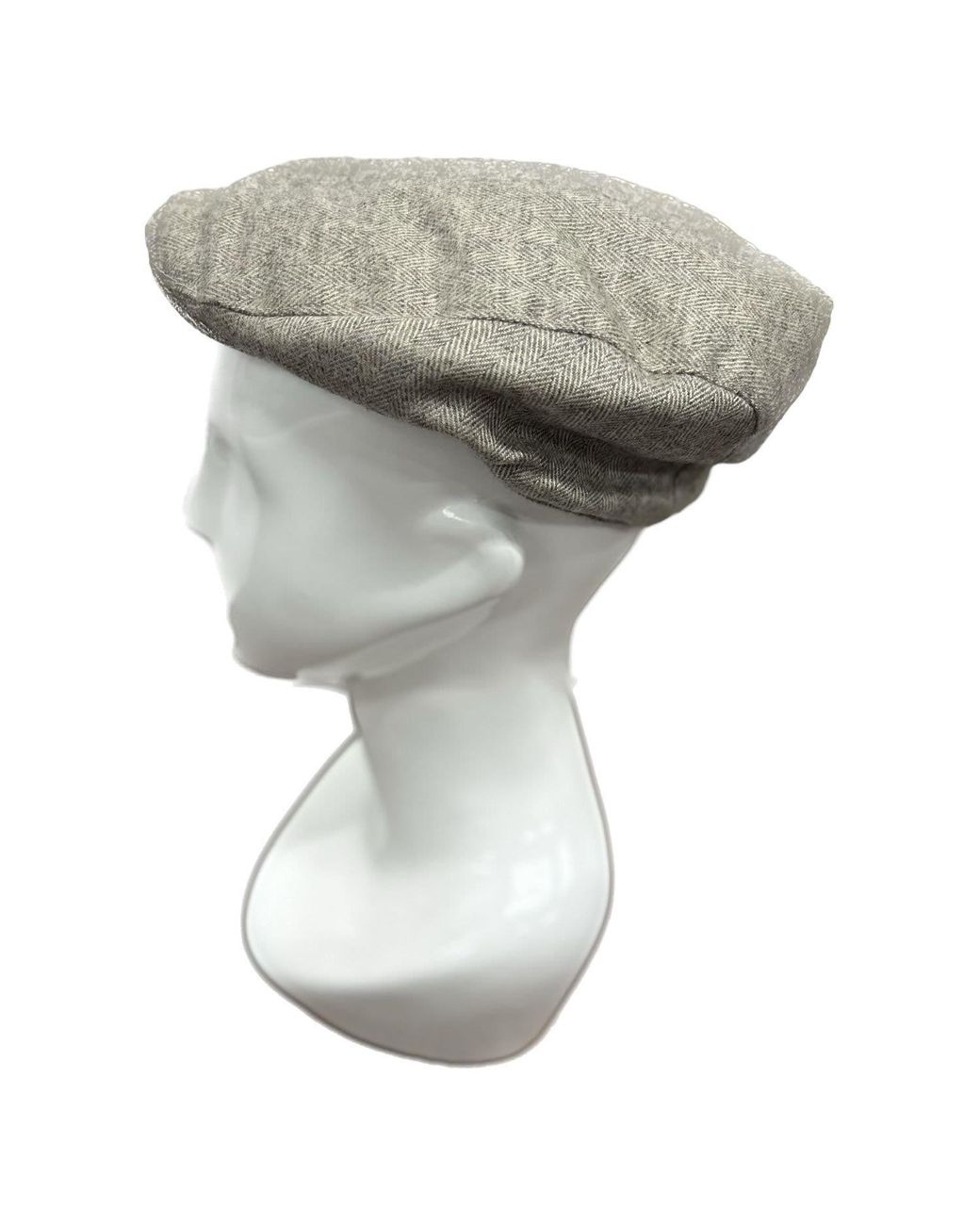 Kinalba Gray Herringbone Cashmere Flat Cap for men