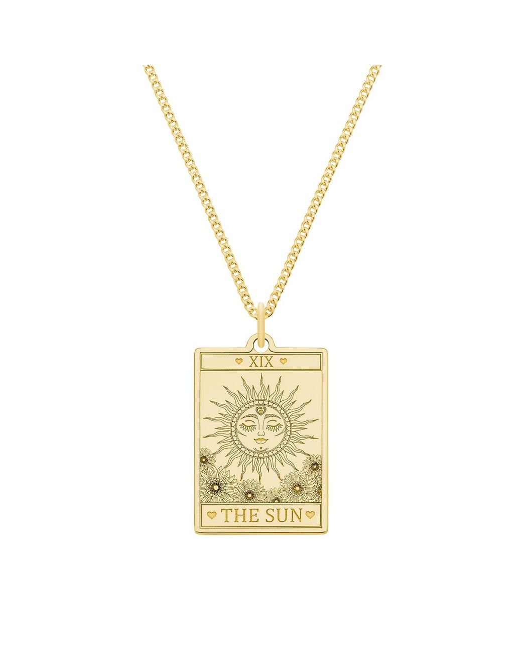 CarterGore Metallic Small 9ct 375 Gold "the Sun" Tarot Card Necklace
