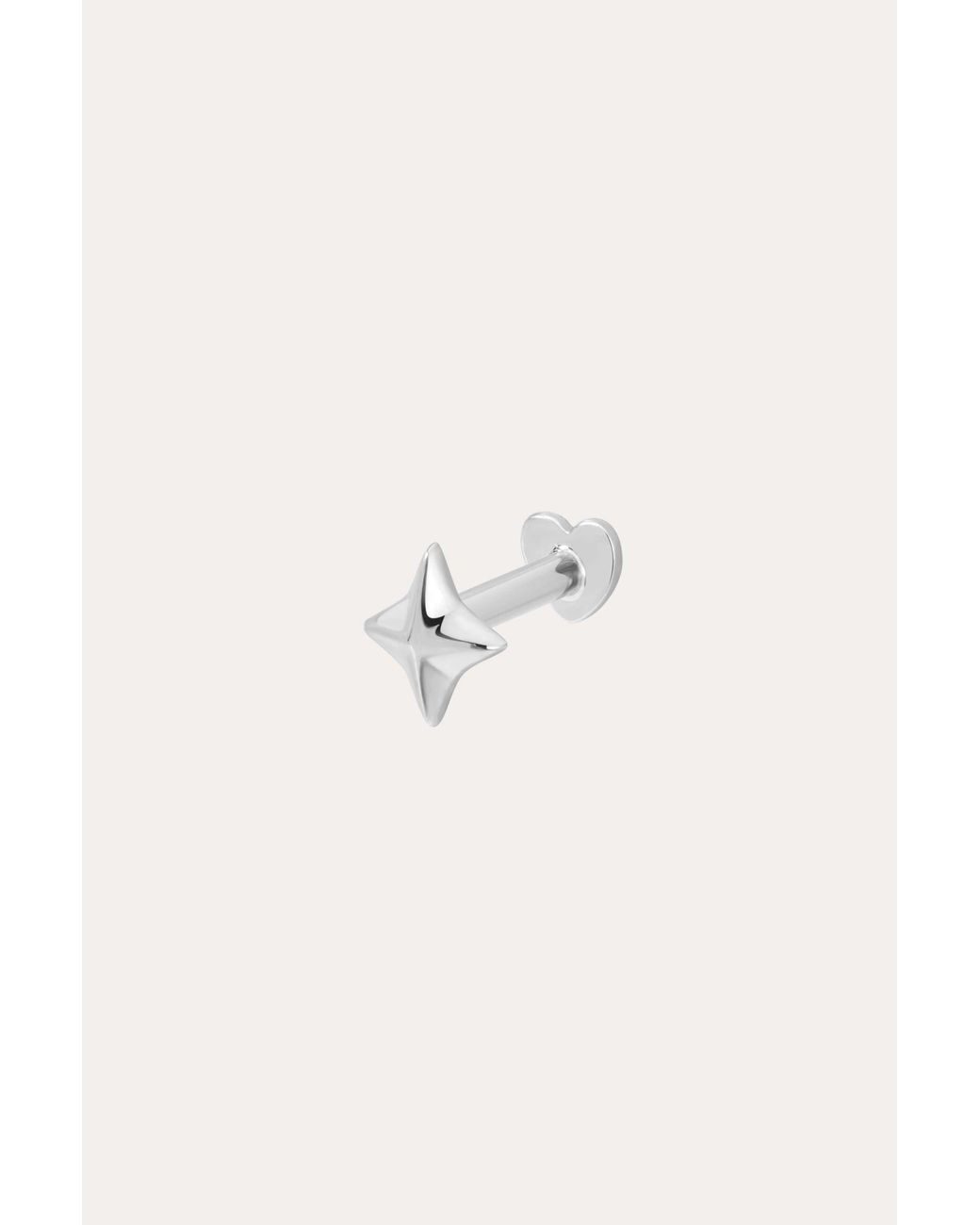 Vanhi White 14K Solid Four Point Star Flat Back Stud