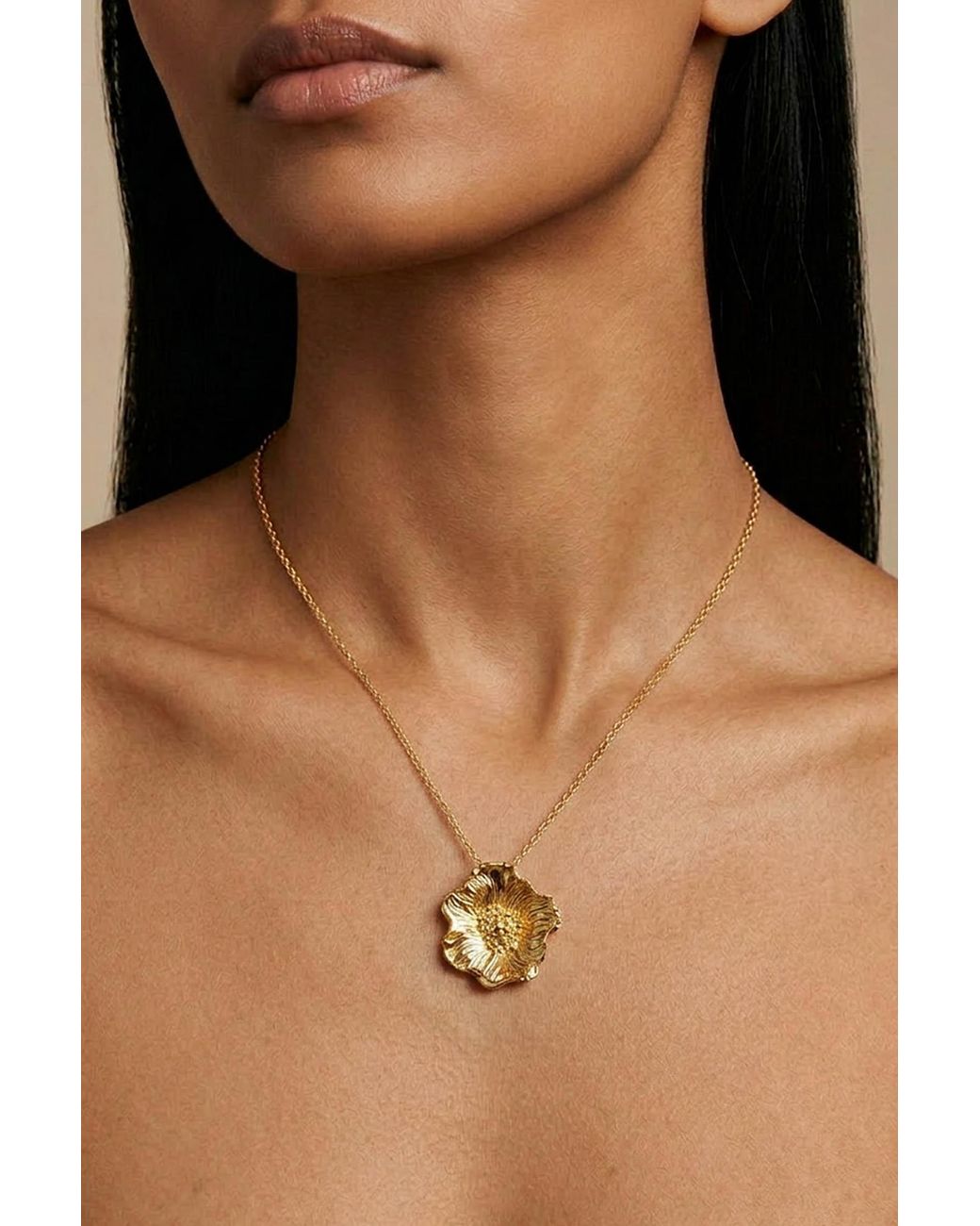 Astor & Orion Metallic Poppy Flower Pendant Necklace