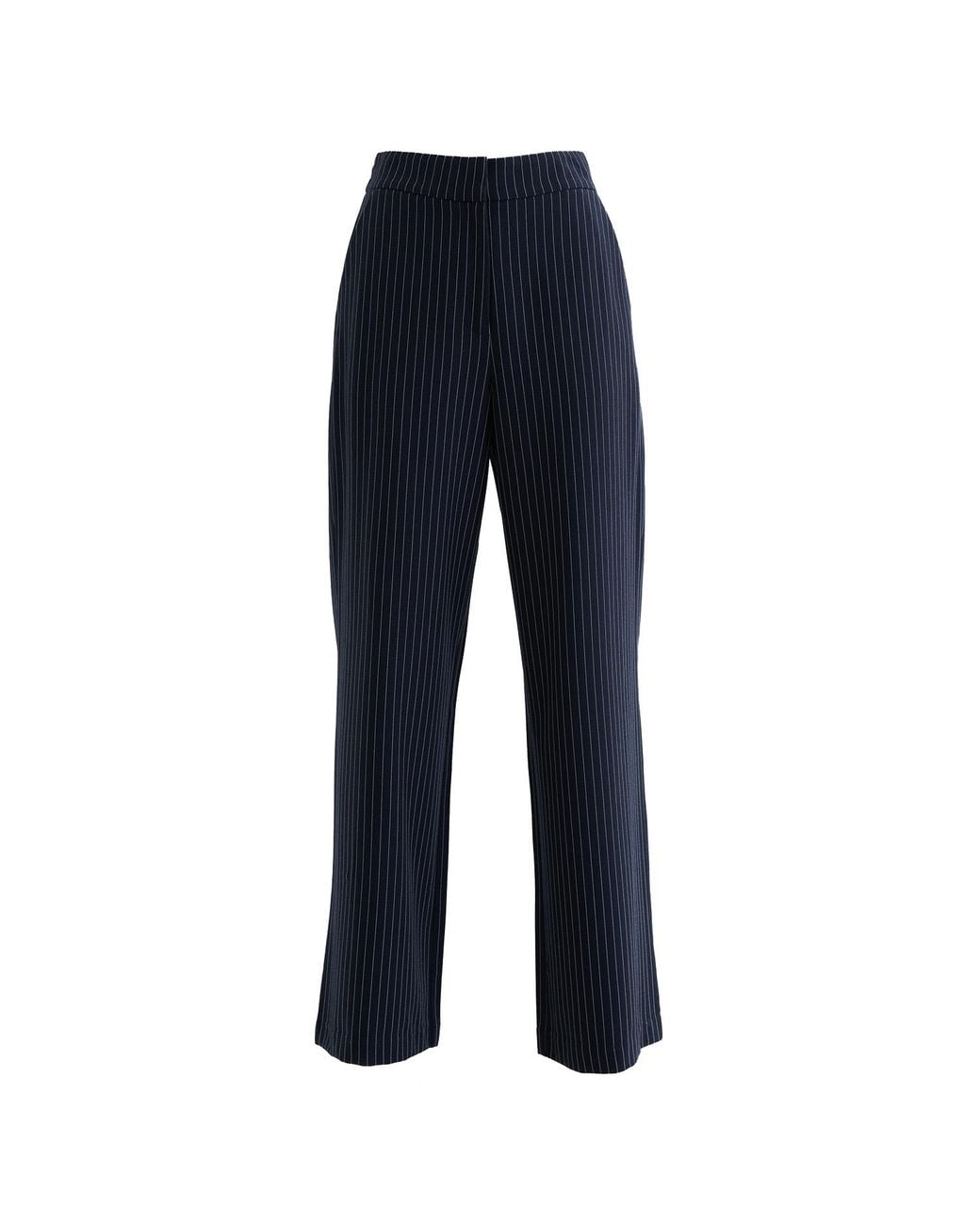 Louche Blue Tilde Pinstripe Straight Leg Trouser
