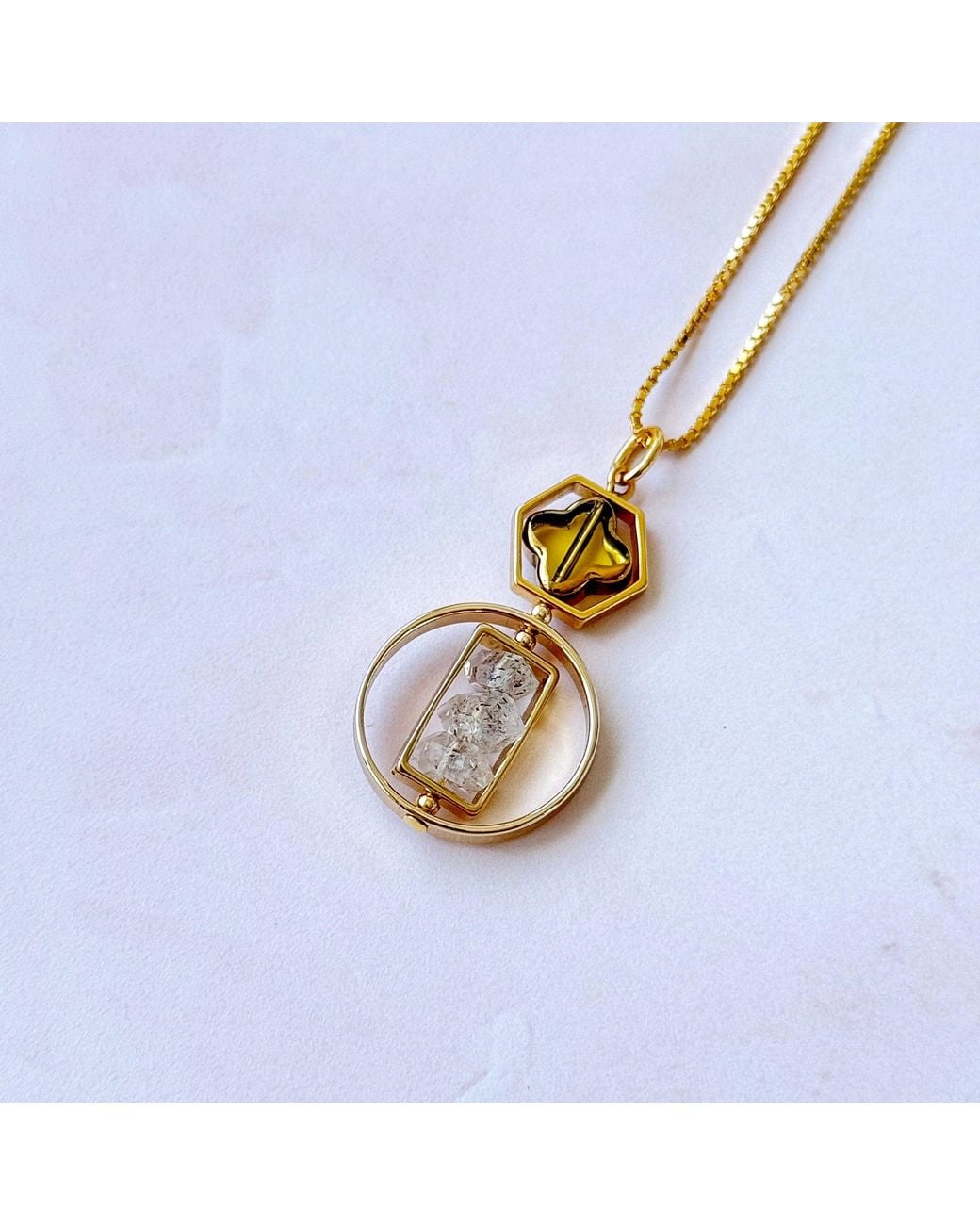 Aracheli Studio Metallic Art X Herkimer Crystals Necklace