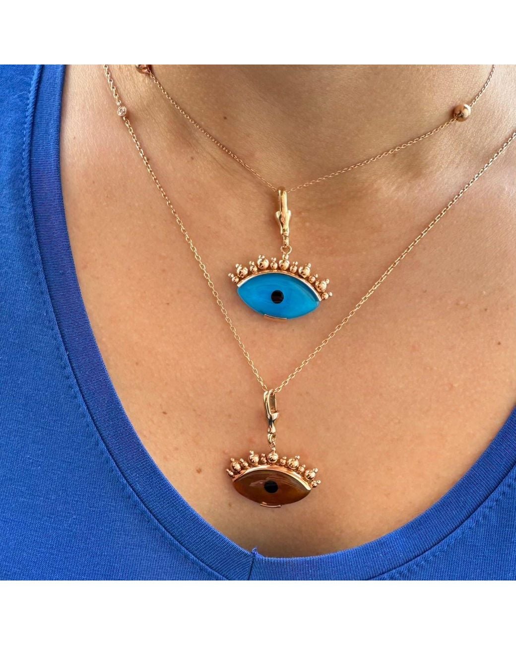 Ecce | Artisan Diamonds Brown 14K Solid Eye See You With Ball Eyelash Charm