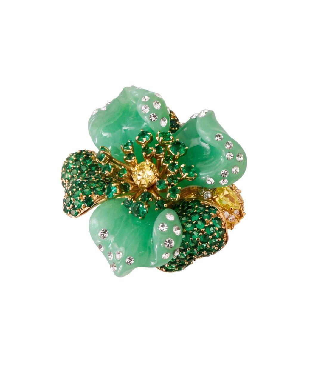 Latelita London Black Jade Rose Flower Cocktail Ring