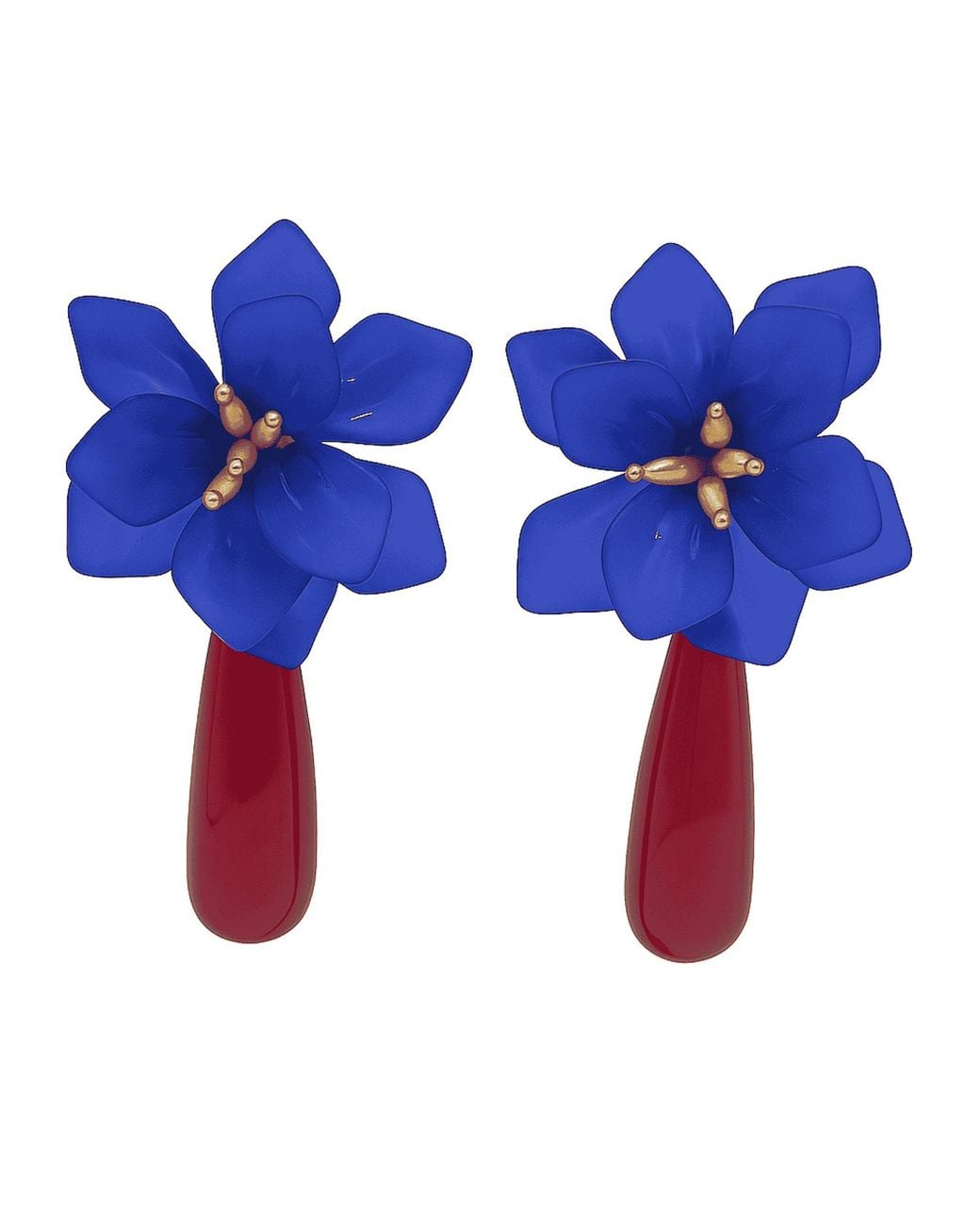 Michael Nash Jewelry Blue Flora & Tortoise Resin Drop Clip Earrings