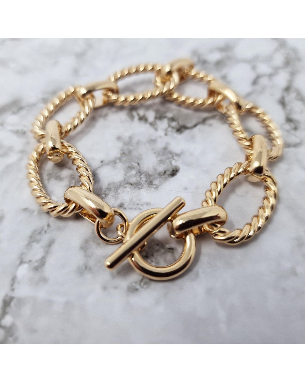Sophelia Metallic Vermeil Textured Paperclip Link Bracelet