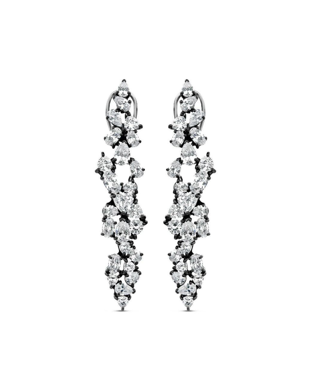 SALLY SKOUFIS White Renaissance Drop Earrings With Made Cz Diamond Stimulant