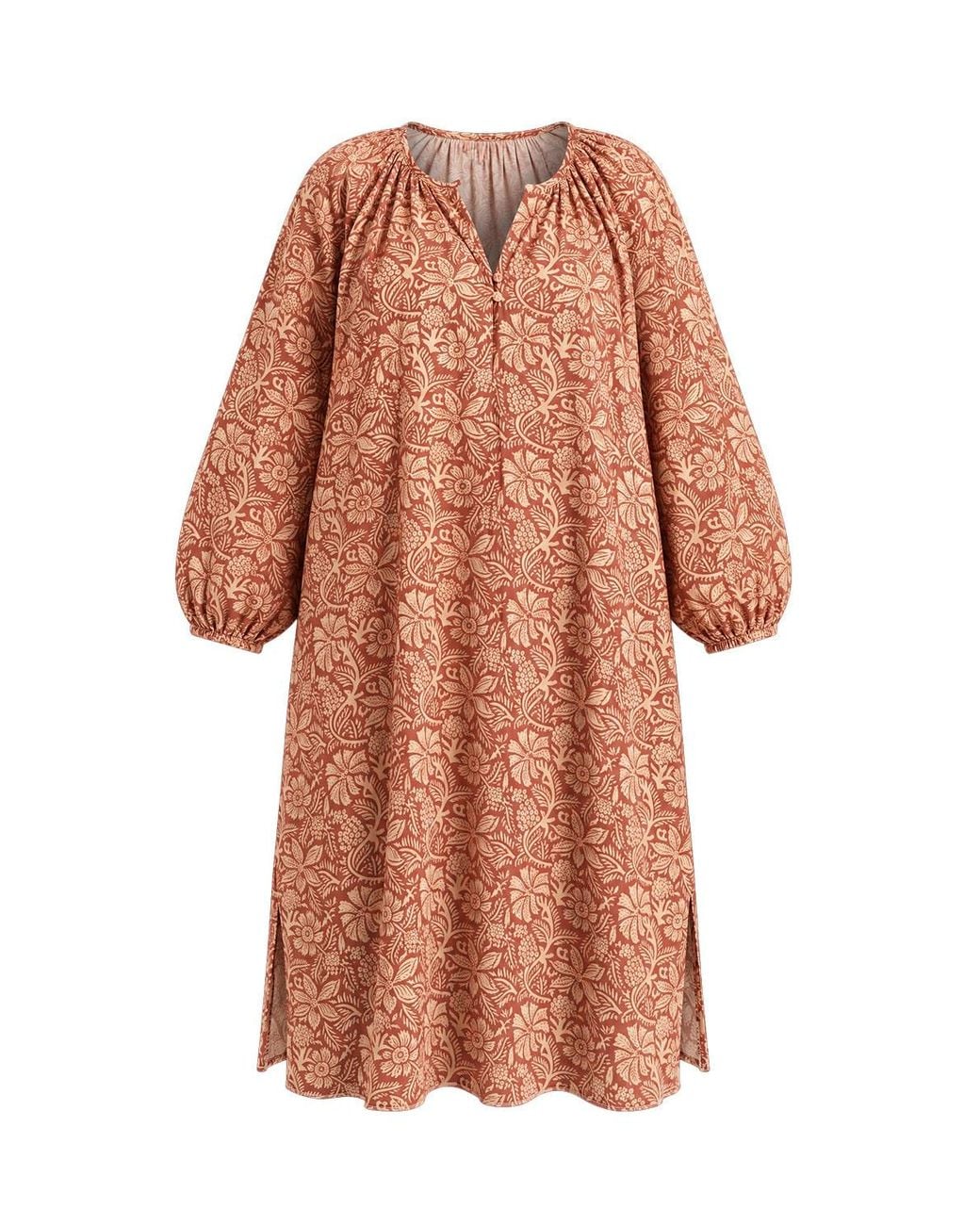 Adrift Clothing Red Neutrals Arden Button Sleeve Dress