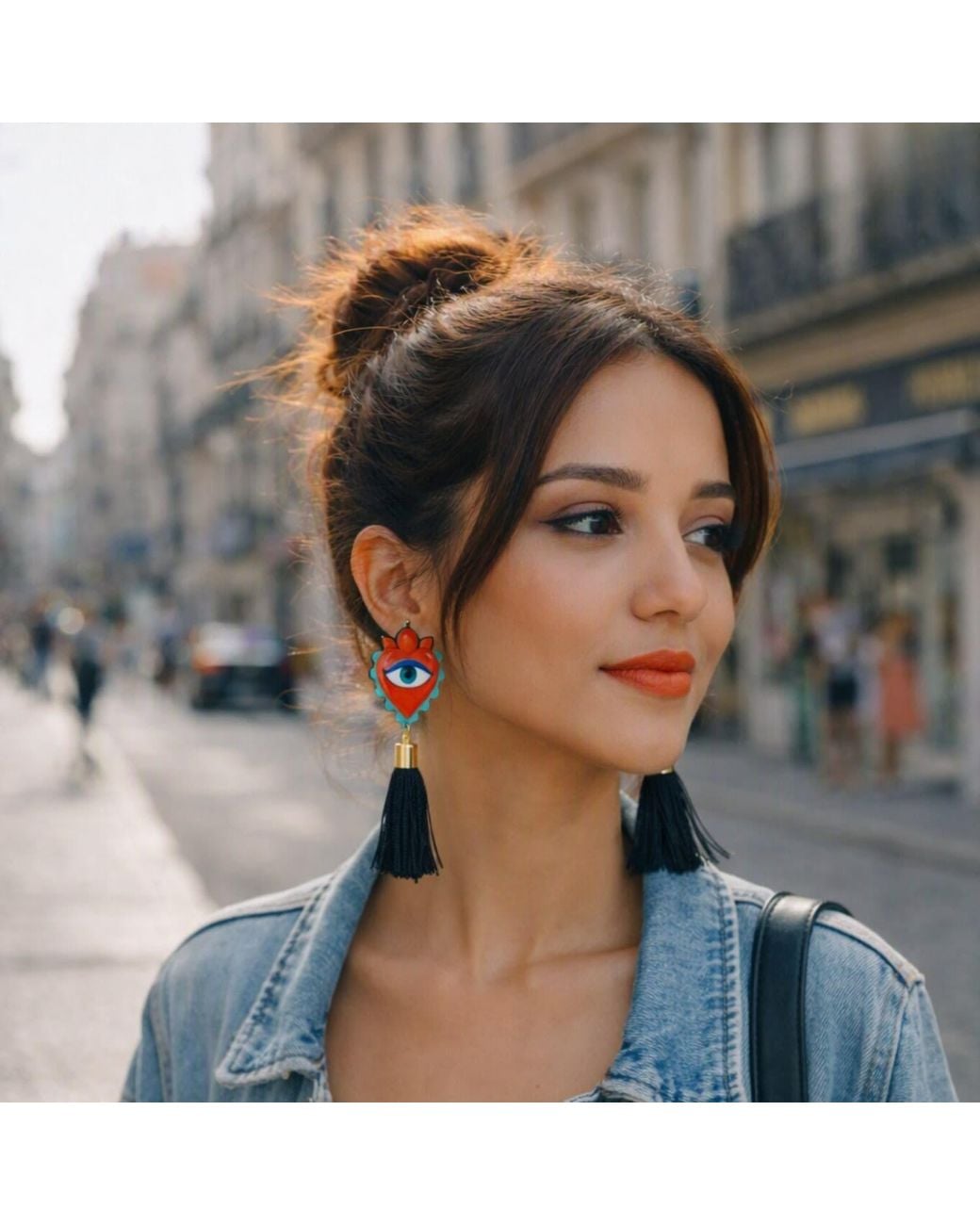 Gissa Bicalho Red Handmade Acrylic Earring Flame Heart