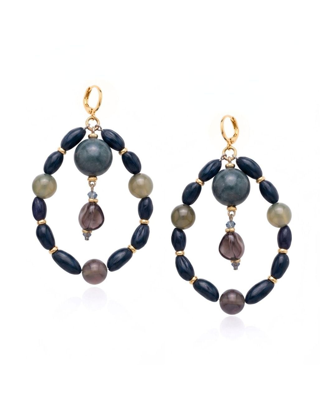 Jaredjamin Blue Bean Halo Jasper Statement Hoops