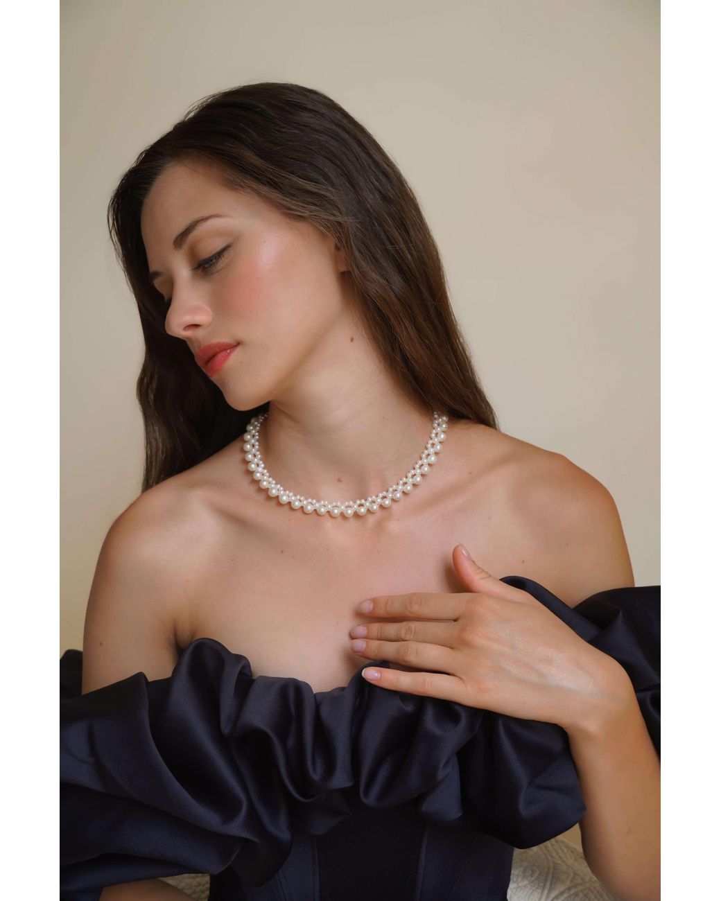 Katy Faye Metallic Adèle Pearl Necklace