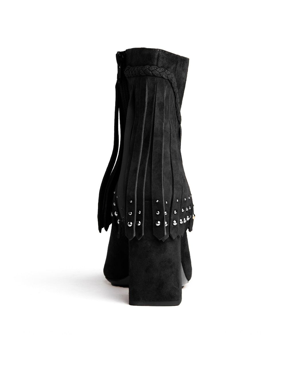Beautiisoles by Robyn Shreiber Made in Italy Black Tal Suede Ankle Bootie Comfortable & Dressy With Studs For Work Or Evening