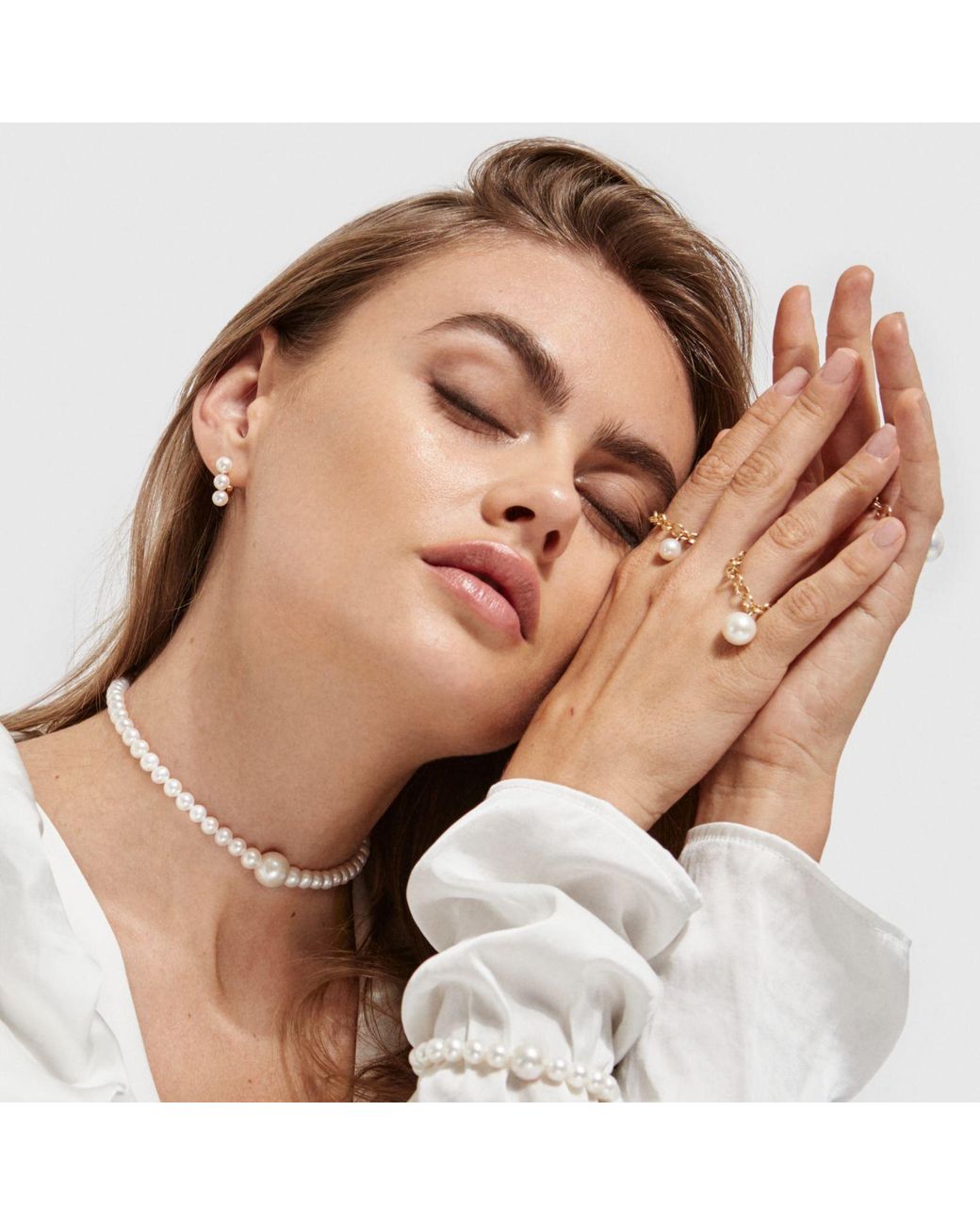 Ora Pearls Metallic Plua Round Pearl Necklace