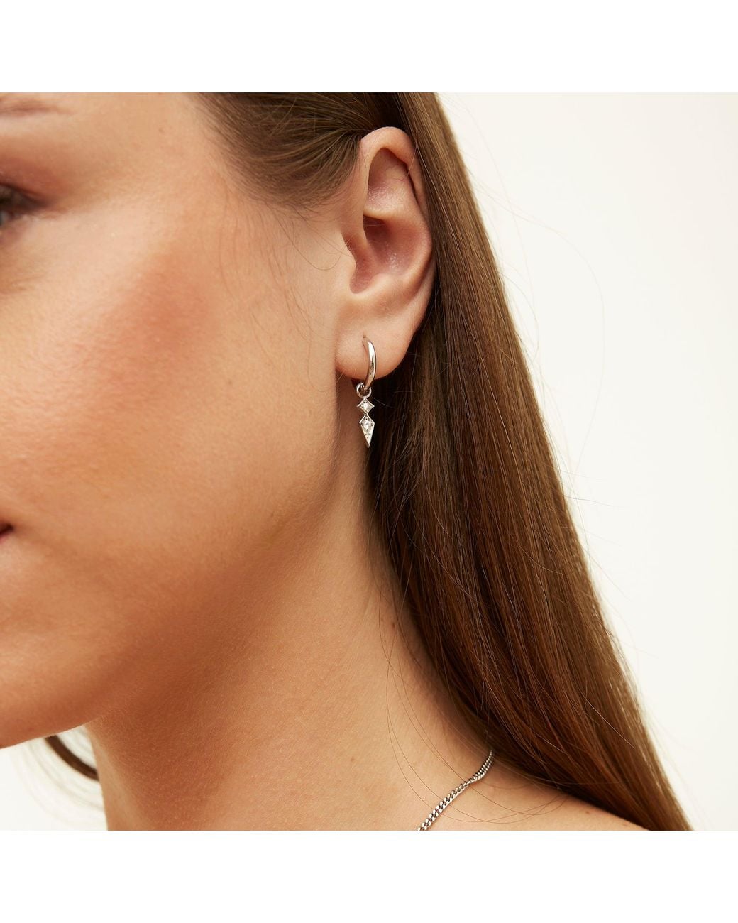 Spero London Metallic Sterling Rhombus Drop Earring