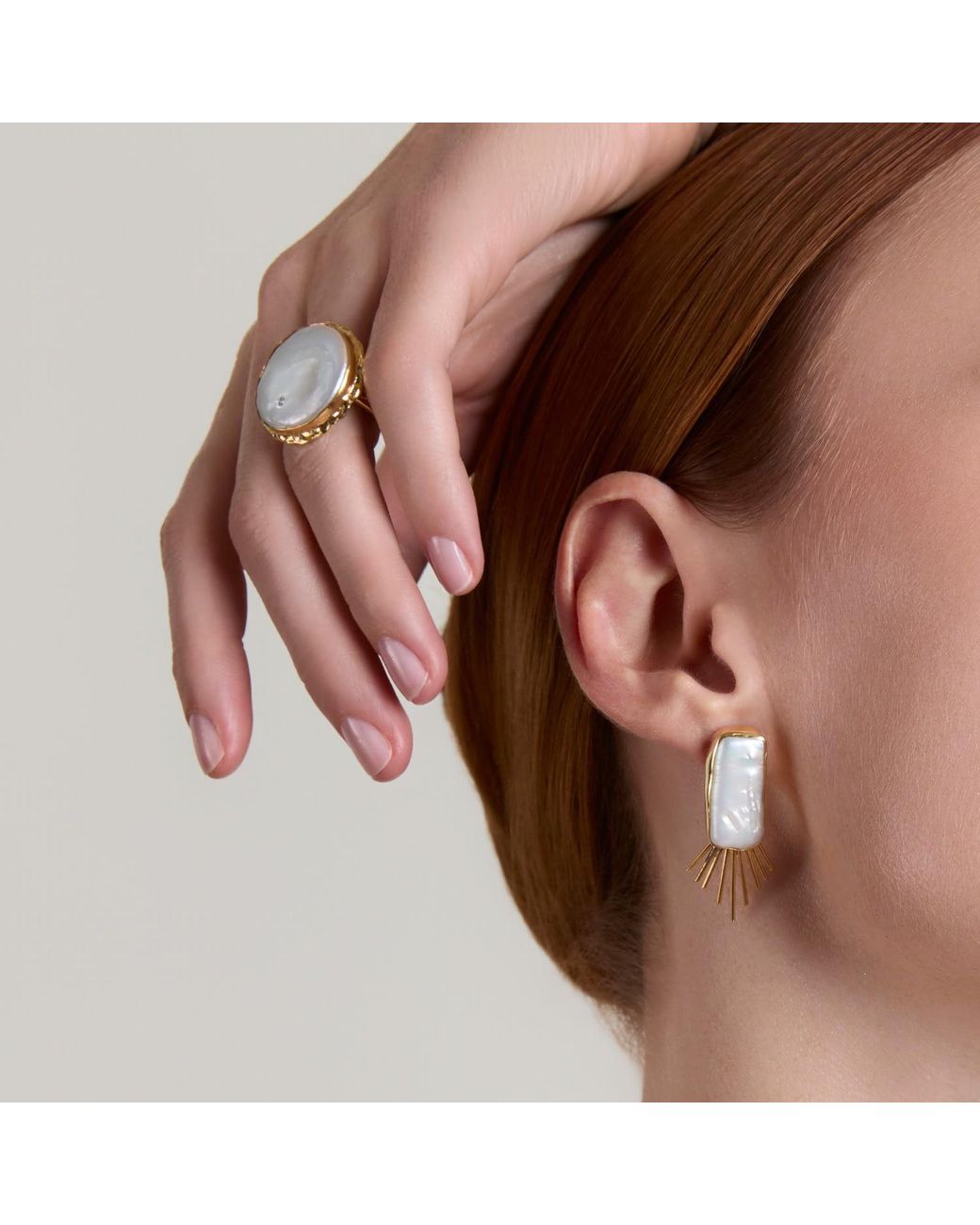 Ece London Metallic The Theia Pearl Earrings