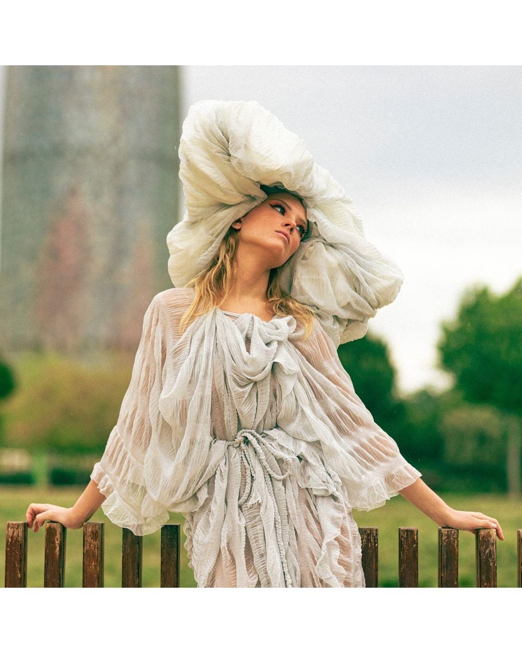 Miro Misljen White Zephyr Cloud Dress