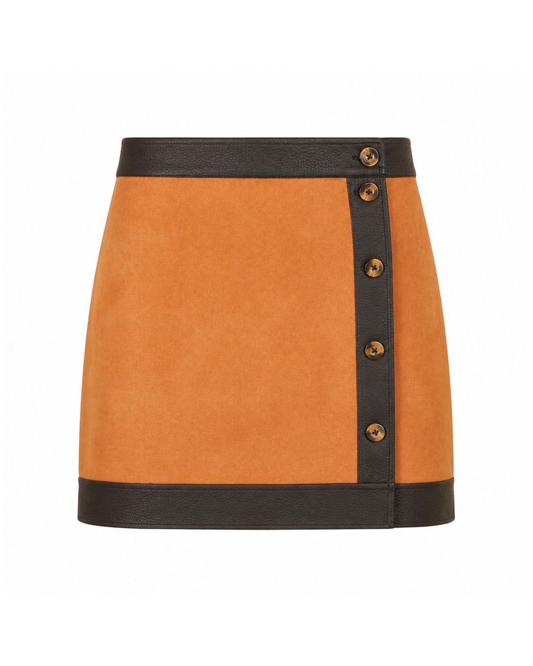 Yumi' Orange Faux Suede Border Skirt