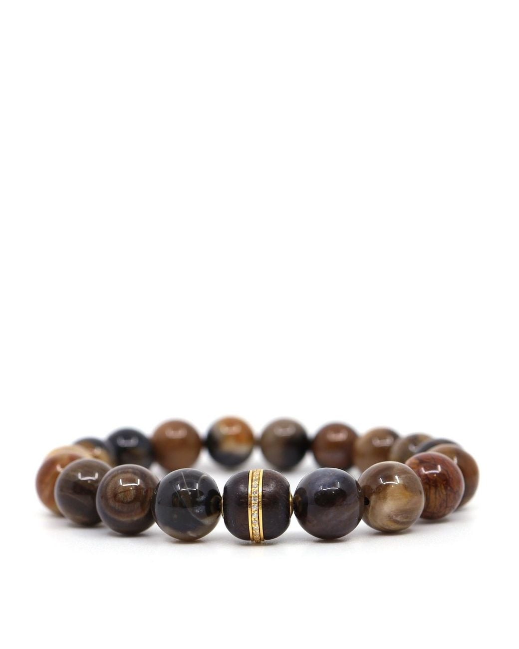 Shar Oke Brown Wood Jasper & Wood Bracelet for men