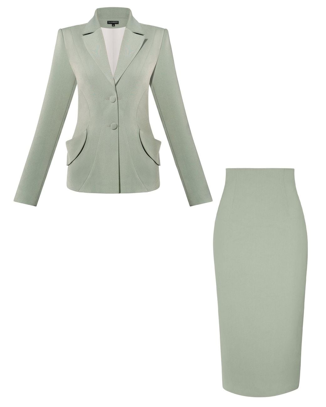 Tia Dorraine Green Tailored Fit Suiting Blazer & Skirt Suit