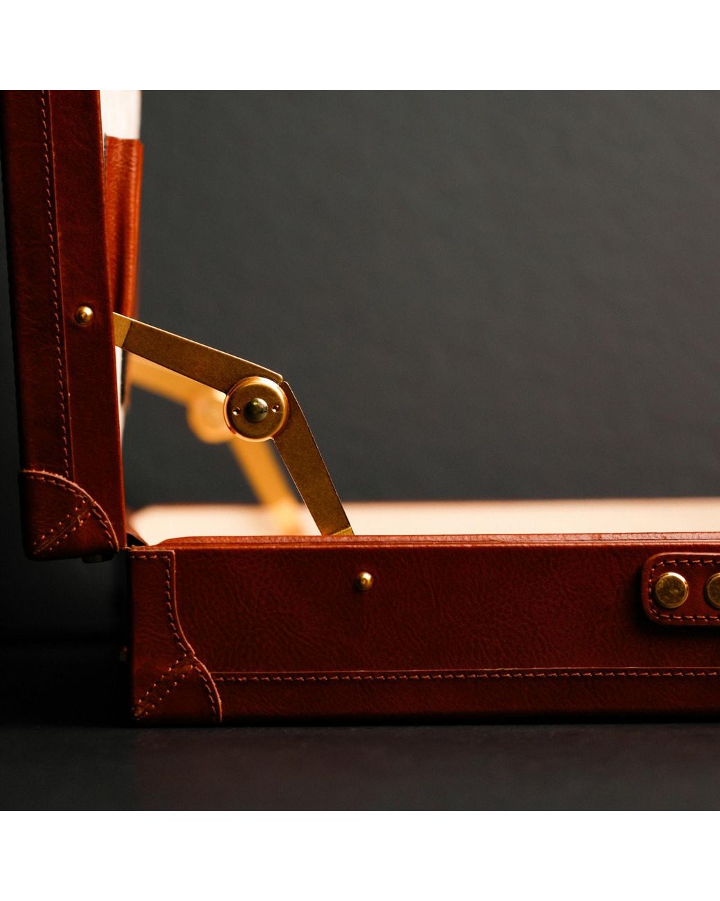 Time Resistance Brown Cognac Leather Attaché Case Briefcase for men