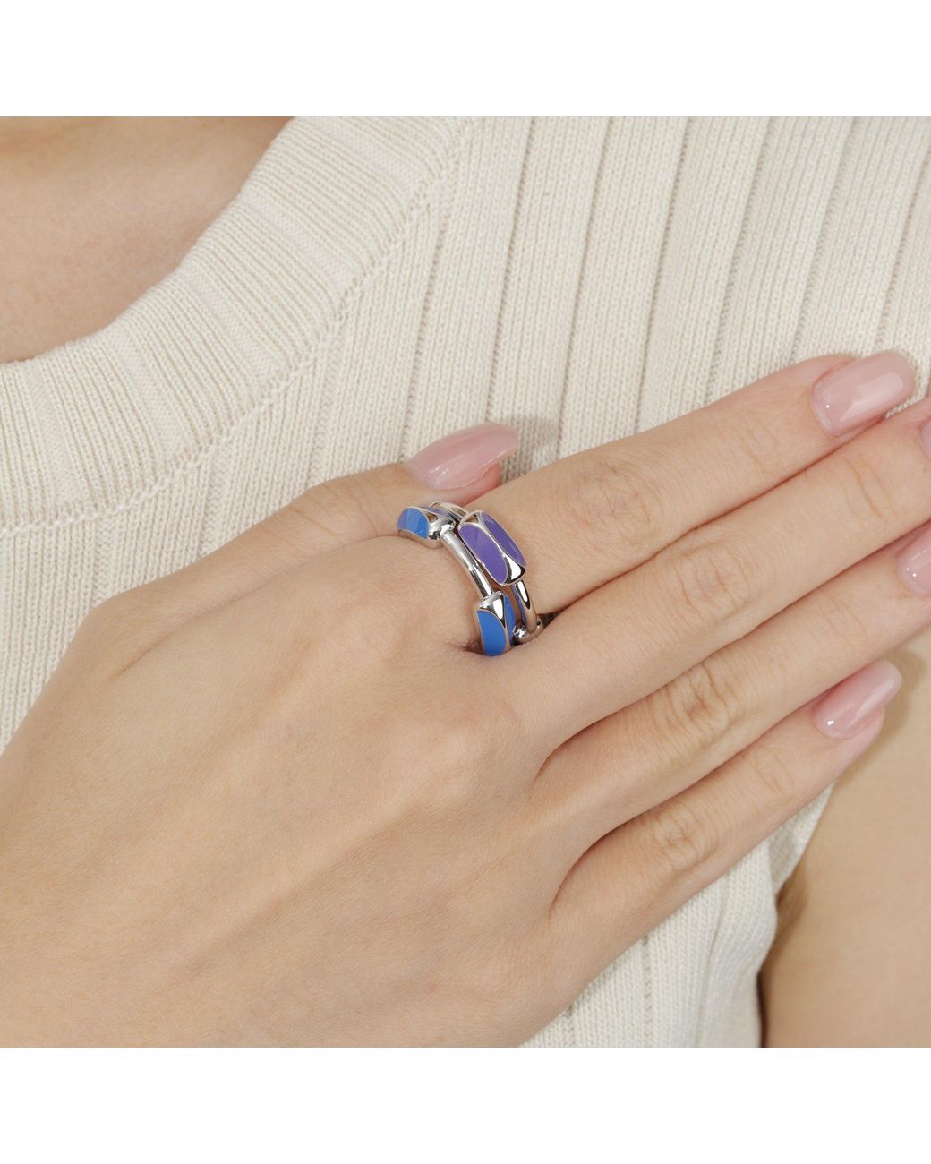 Arte Madrid Blue Toggle Sculpted Dome Ring