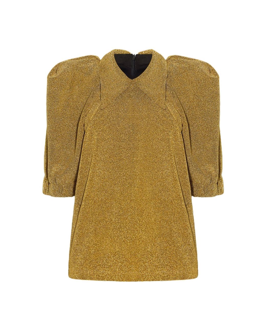 Julia Allert Green Evening Metallic Knit Puff Sleeve Blouse