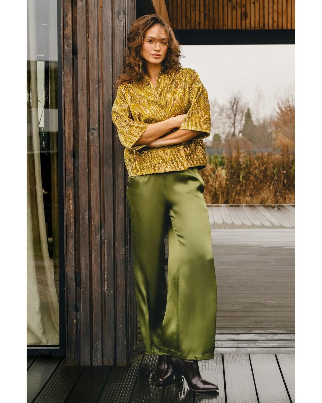 Traffic People Yellow Not Too Shy Velvet Sequin Relaxed Jacket