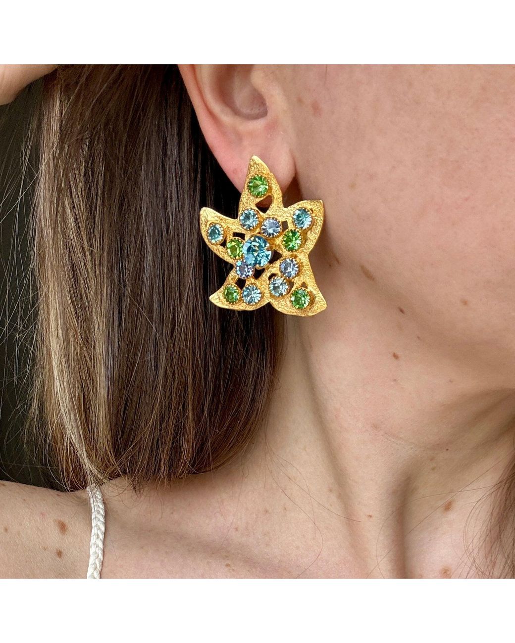 Laura Gray Blue Pretty Star Fish Earrings