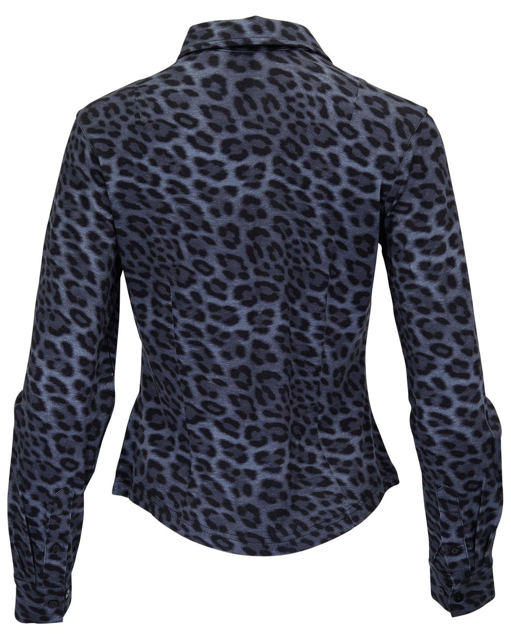 Lords of Harlech Blue Scarlet Leopard Smoke Merino Jersey Long-Sleeve Shirt