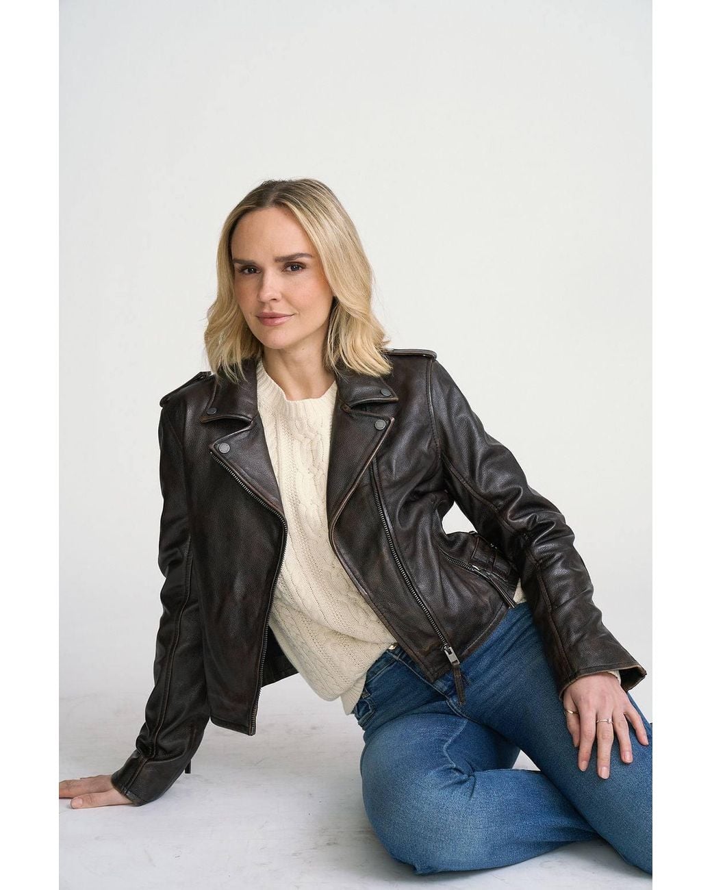 Mauritius Black Antique Leather Moto Jacket Katica