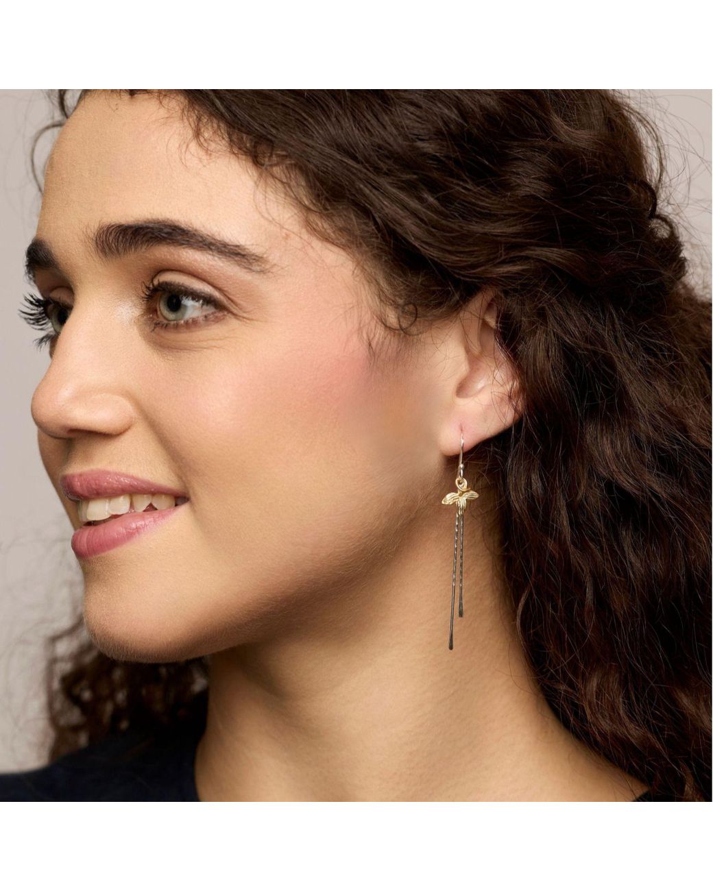Isla Silver Metallic Floral Mixed Metal Drop Earrings