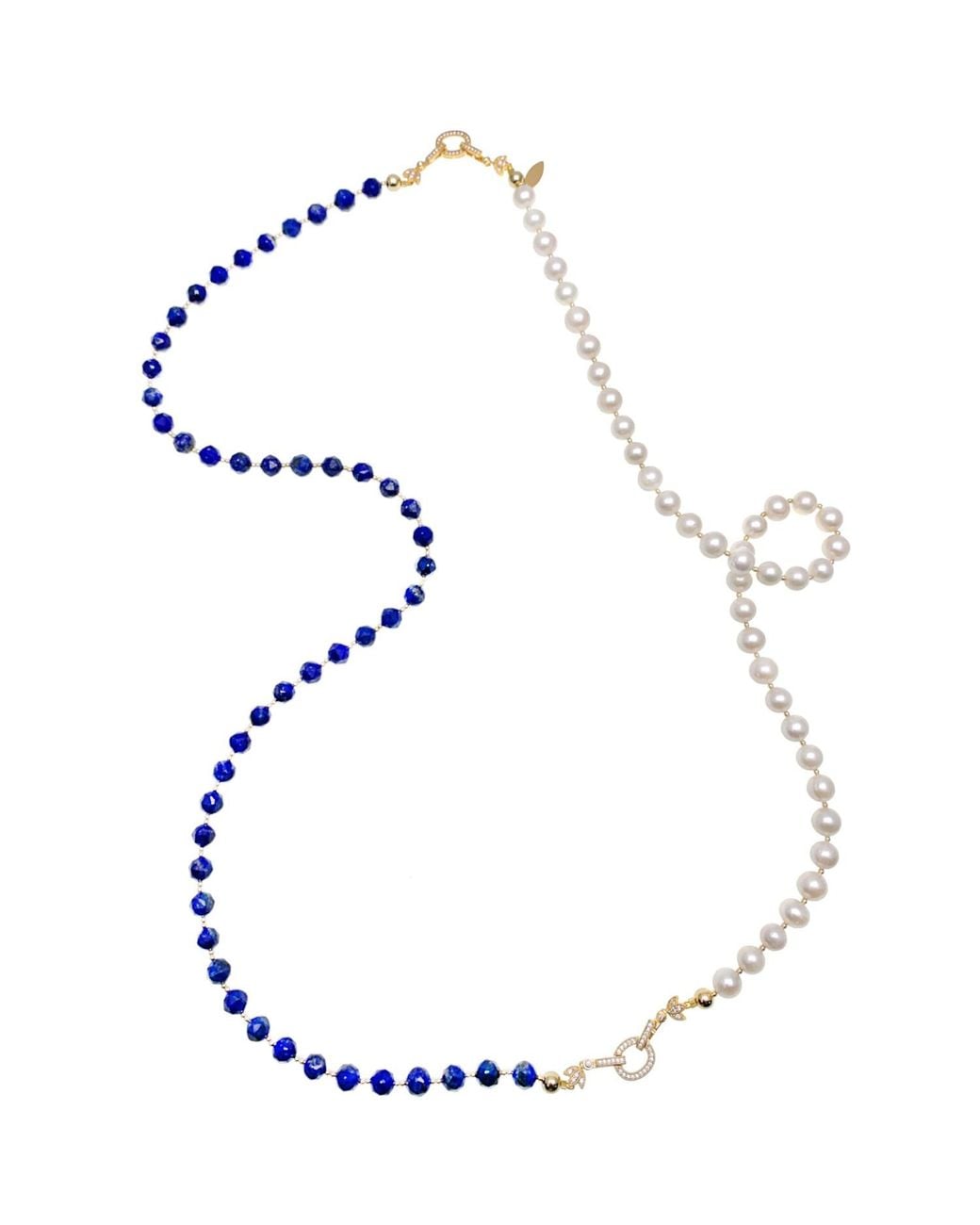 Farra White Lapis & Freshwater Pearls Multi-Way Necklace